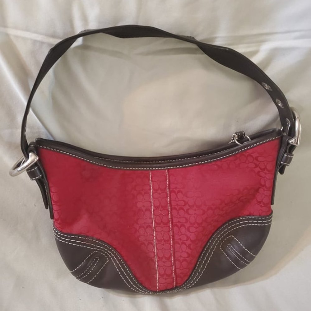 COACH purse, red and brown